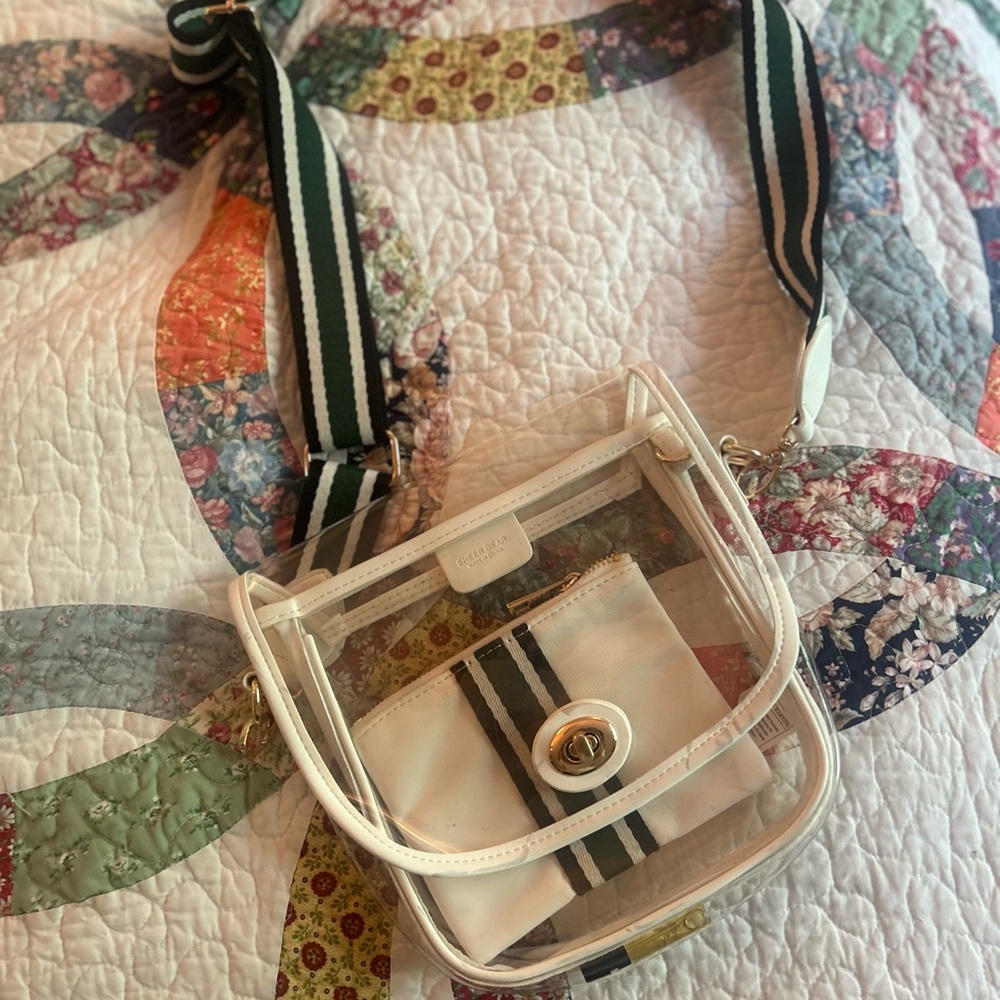 Clear Crossbody Bag with Striped Strap